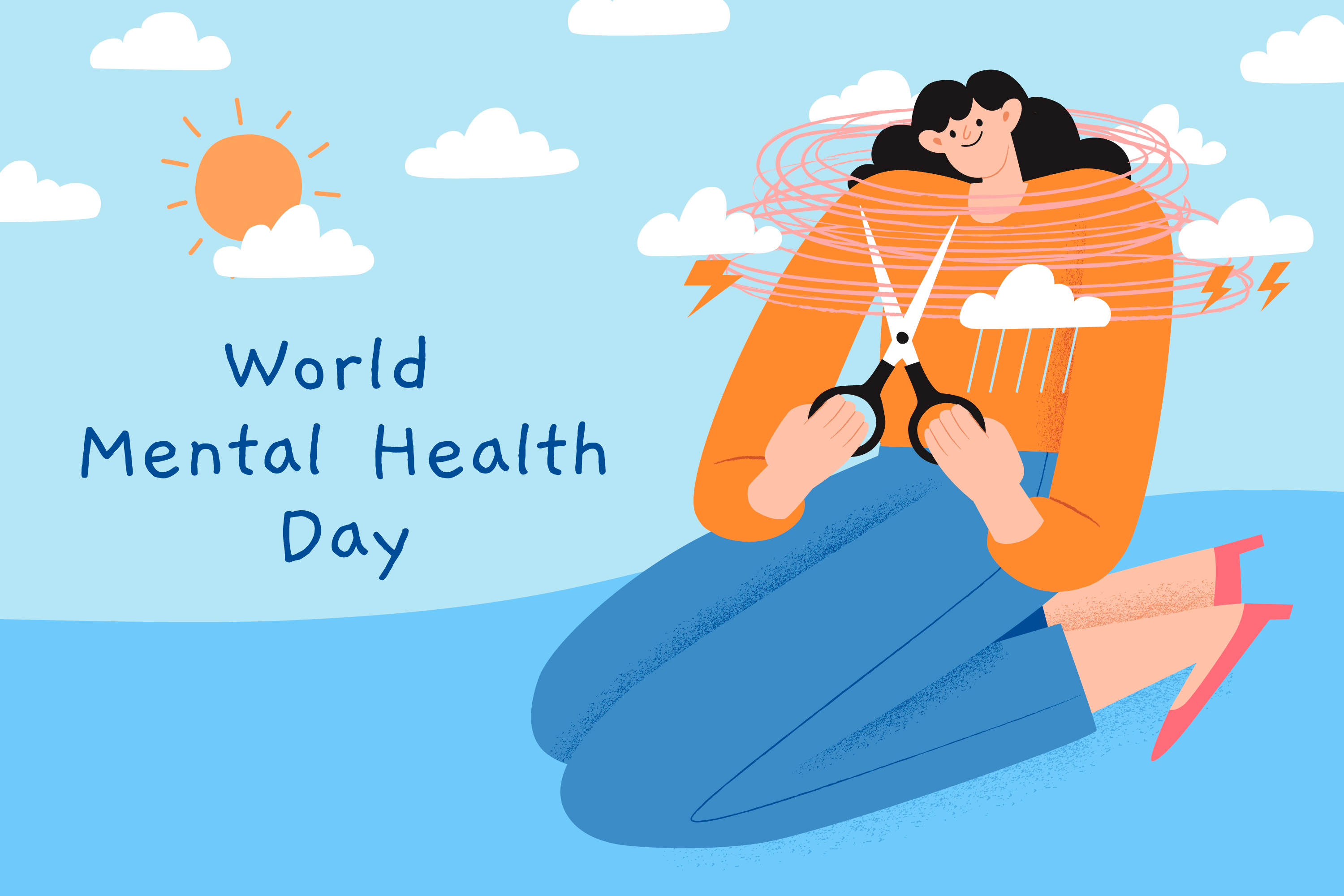 Gambar Ucapan Hari Kesehatan Mental Sedunia 2025 Nuansa Kartun Minimalis (1) | Sumber: Freepik.com @pikisuperstar