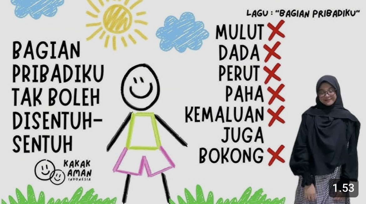 Belajar Melindungi Diri Sendiri dari Lagu - Tangkapan Layar Youtube Kakak Aman Indonesia