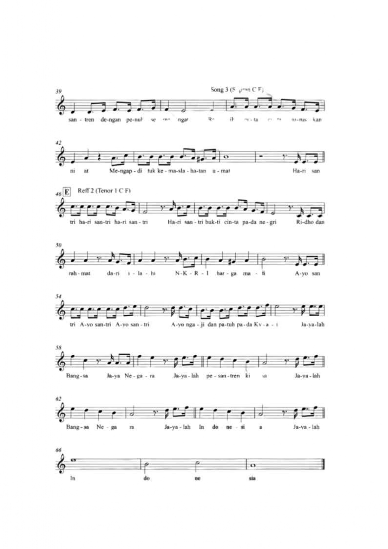 partitur mars hari santri