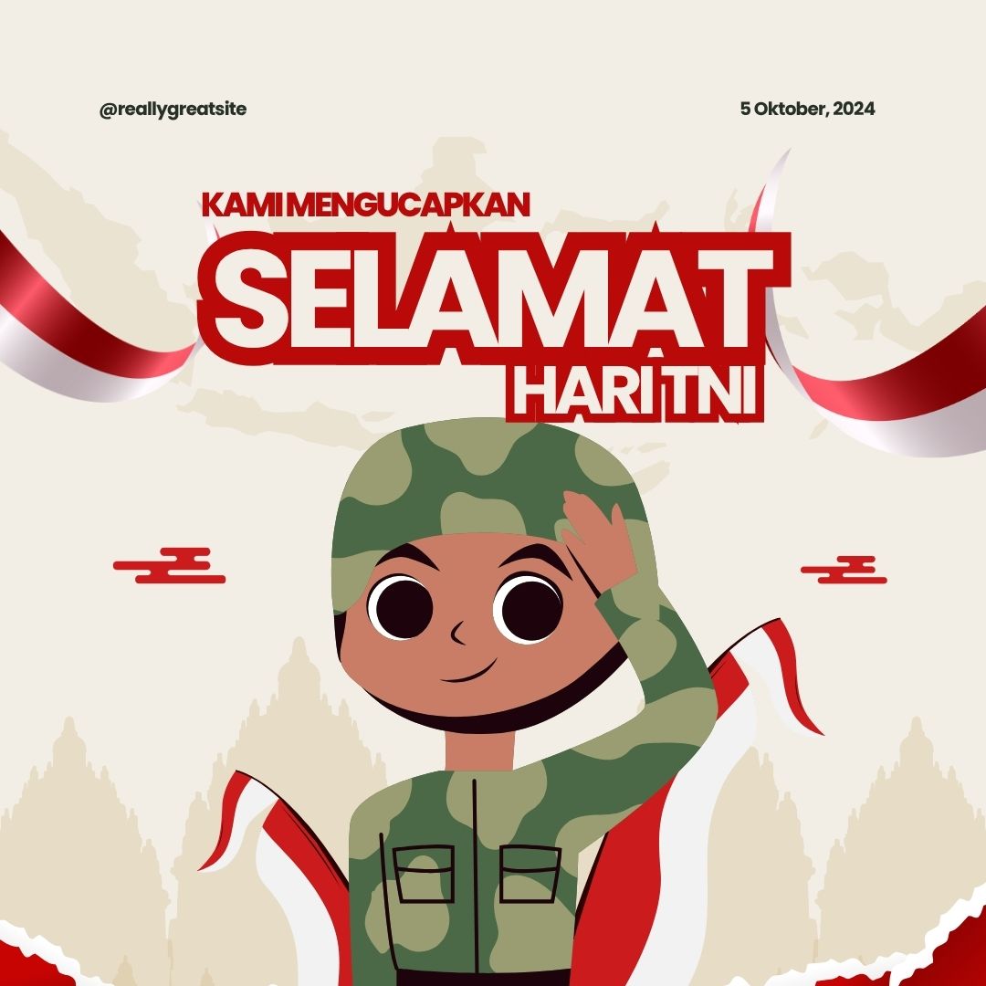 Putih Merah Ilustrasi Selamat Hari TNI 