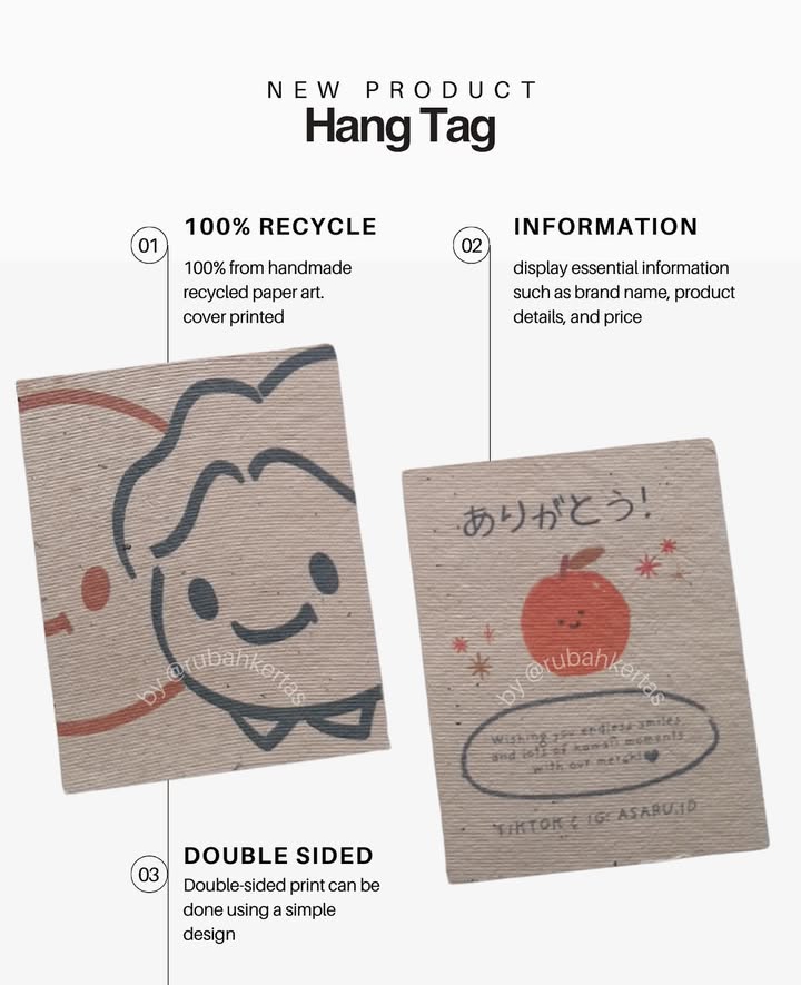 Hang Tag, produk daur ulang kertas oleh Rubah Kertas | Instagram Rubah Kertas