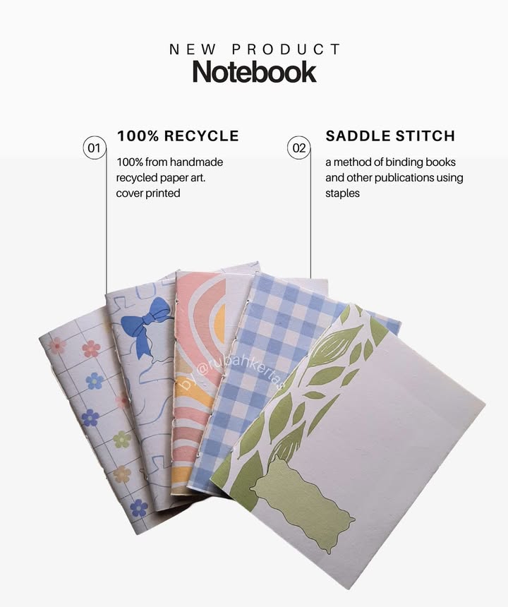 Notebook, produk daur ulang kertas oleh Rubah Kertas | Instagram Rubah Kertas