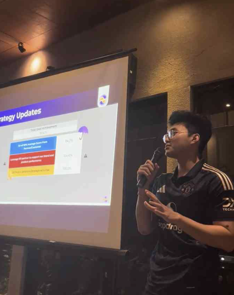 Merza Abyan Zein, Local Committee Vice President of External Relations, saat menjelaskan mengenai progres departemennya