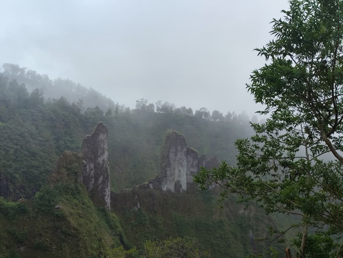 Dua batu berbentuk seperti gerbang di jalur tracking Kalitalang | Dokumen pribadi