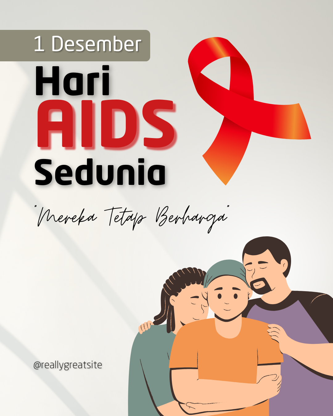 Hari AIDS Sedunia 2025 poster cokelat simple klasik Hari AIDS Sedunia 2025 poster cokelat simple klasik
