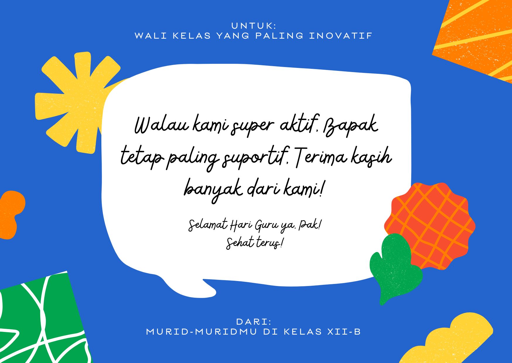 Kartu Ucapan Hari Guru Ilustrasi Organik Biru Merah Kuning Hijau Kartu Ucapan Hari Guru Ilustrasi Organik Biru Merah Kuning Hijau