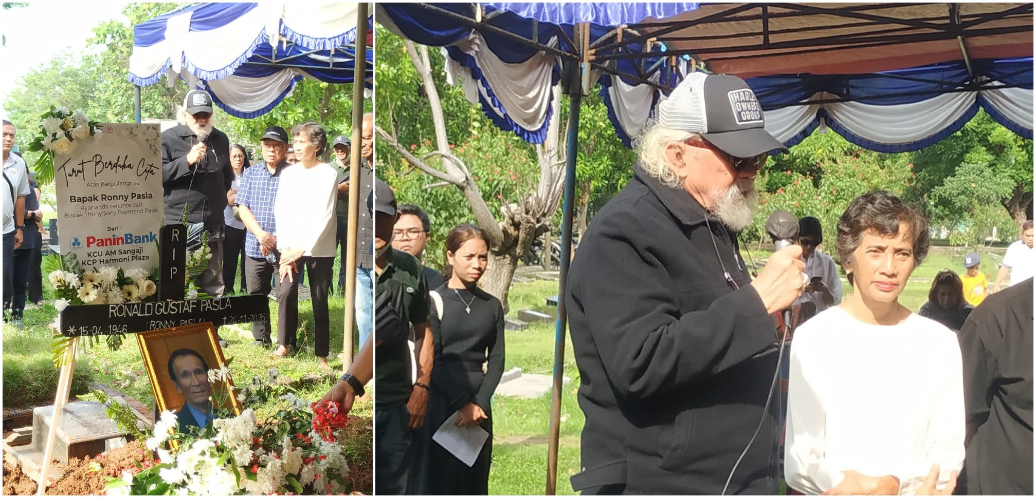 Anjas Asmara berpidato di pemakaman Ronny Pasla