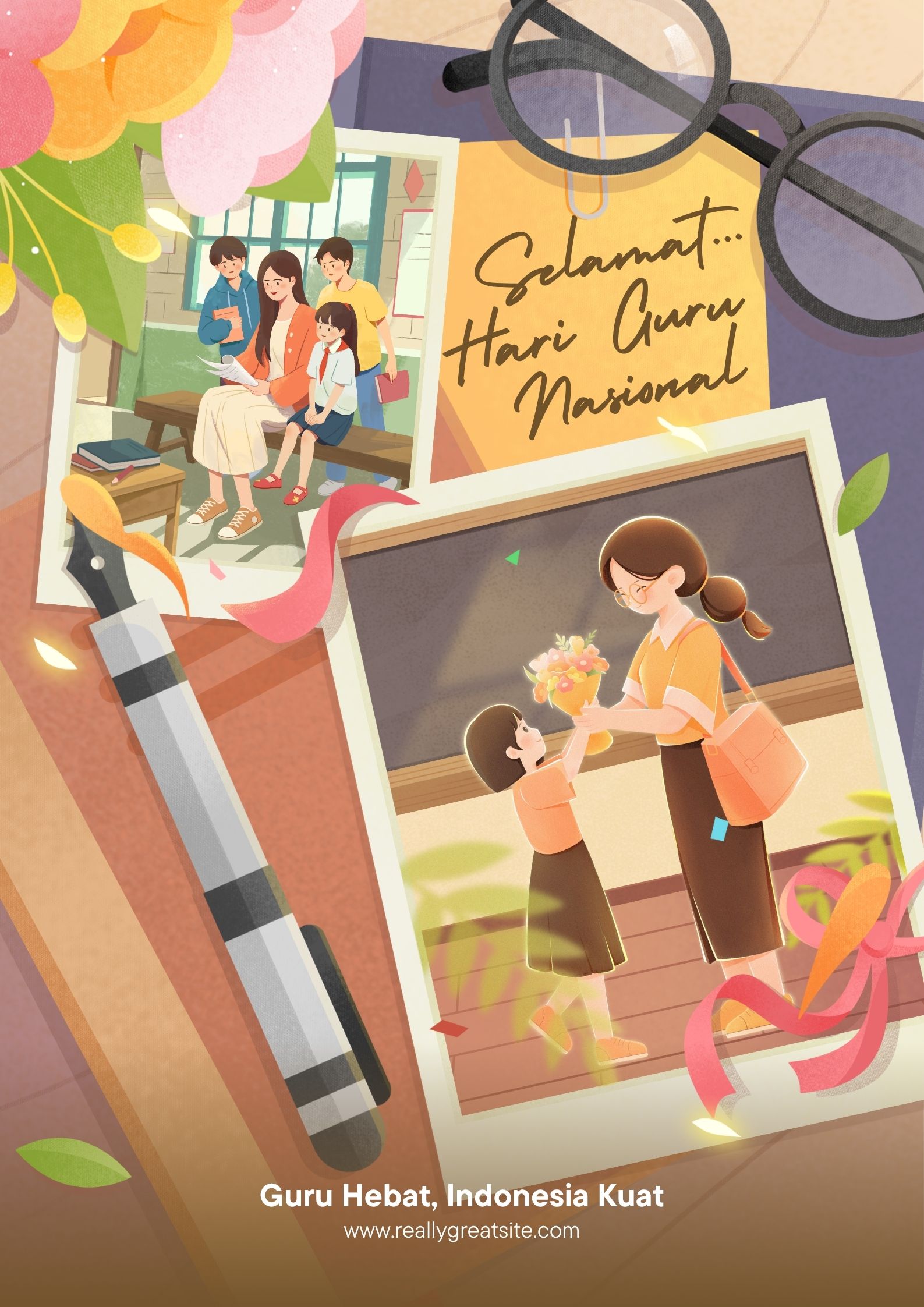 Poster Ucapan Selamat Hari Guru Nasional Kuning dan Cokelat Poster Ucapan Selamat Hari Guru Nasional Kuning dan Cokelat