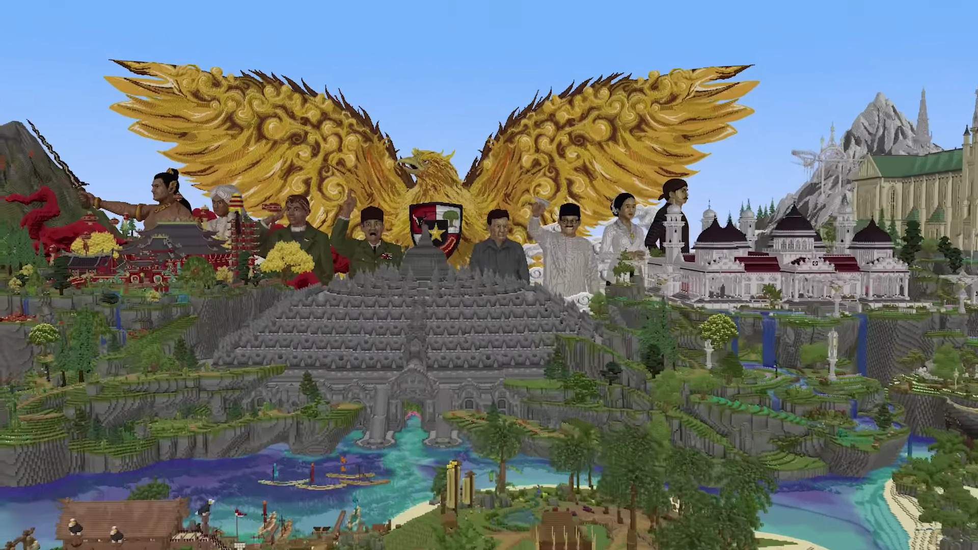 Tampilan Negara Indonesia di Minecraft