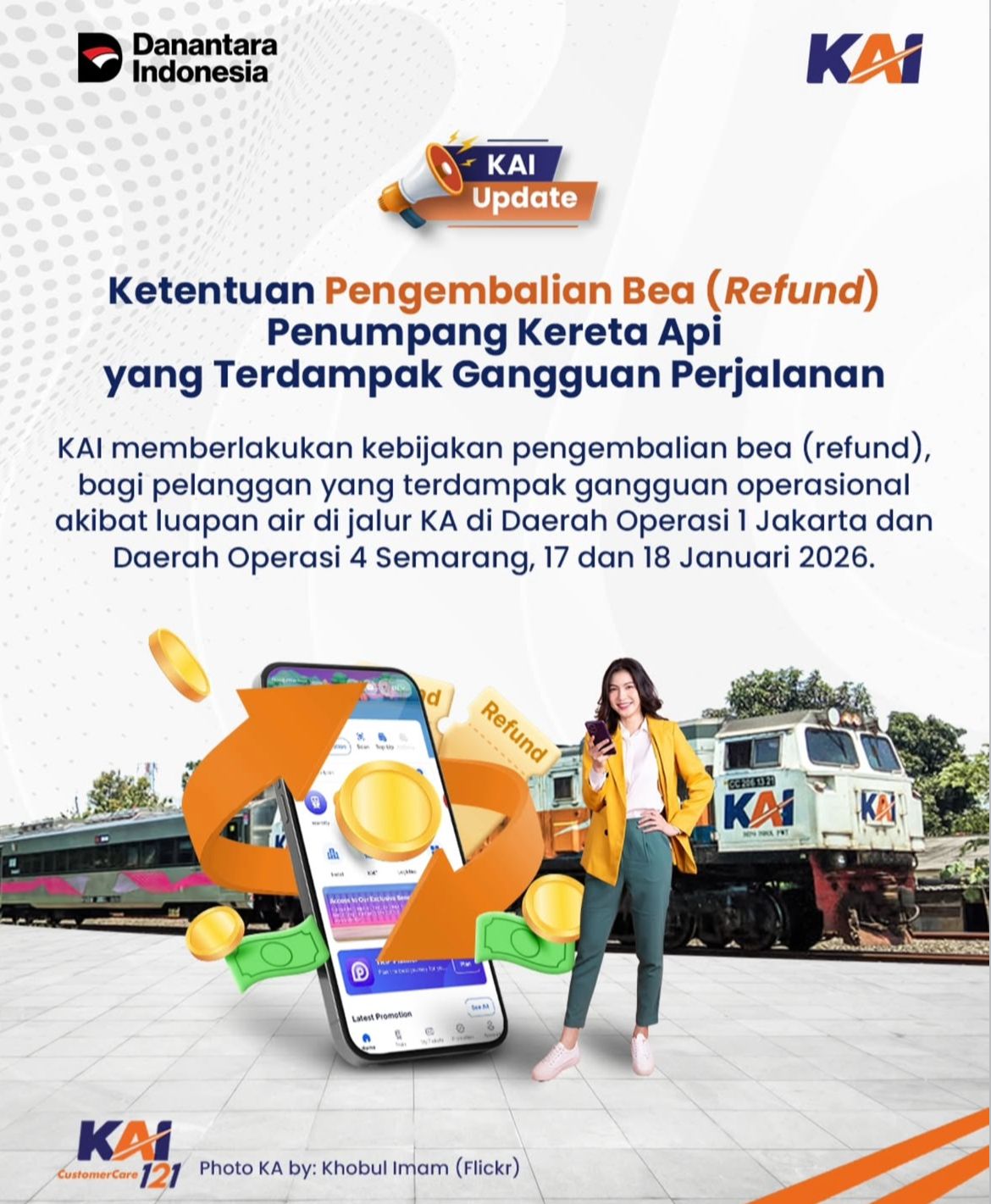Syarat Refund Tiket KA Terdampak Banjir Pekalongan 17-18 Januari 2026