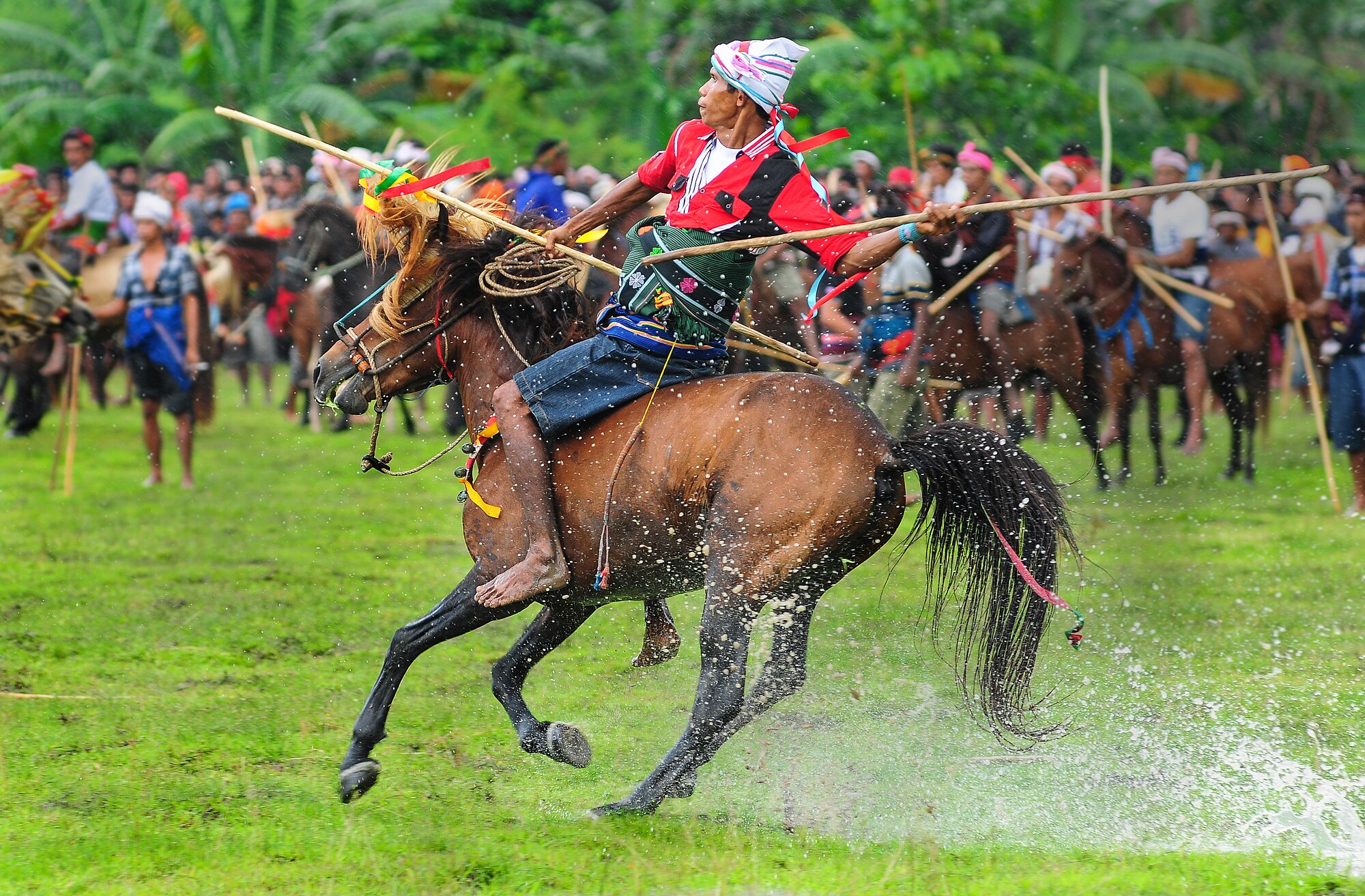 Pasola ritual keagamaan tahunan masyarakat Sumba NTT | Foto: Wikimedia Commons/RaiyaniM