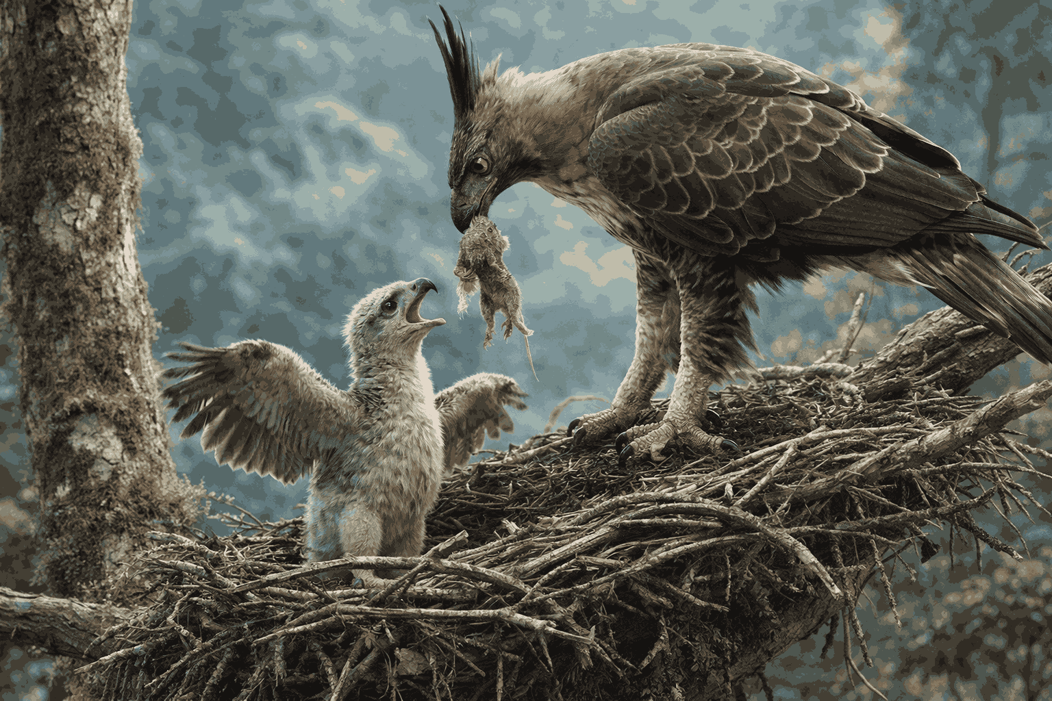 Elang Jawa hanya bertelur satu butir. Siklus reproduksinya bahkan bisa dua tahun sekali. (Gambar: ChatGPT Image) Elang Jawa hanya bertelur satu butir. Siklus reproduksinya bahkan bisa dua tahun sekali. (Gambar: ChatGPT Image)