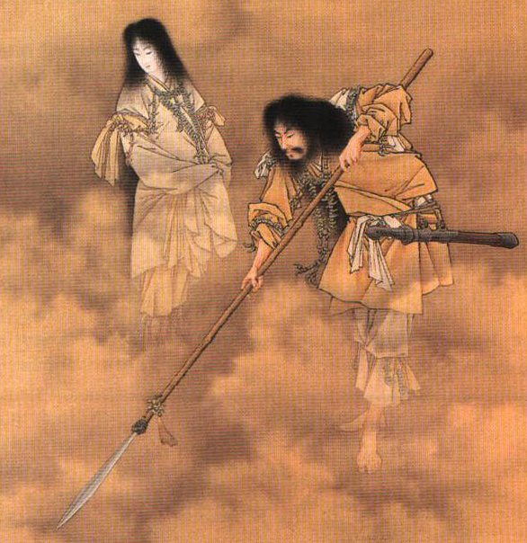 Lukisan Izanami dan Izanagi karya Kobayashi Eitaku yang dilukis sekitar tahun 1885. (Foto: Wikimedia Commons/Lamre)