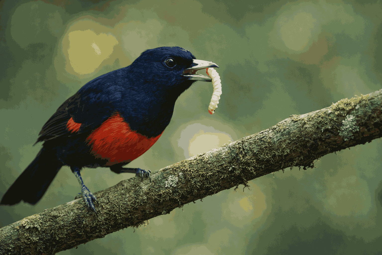 Ia membantu mengendalikan populasi serangga hutan dan berkontribusi dalam penyebaran biji melalui konsumsi buah (Gambar: ChatGPT Image)