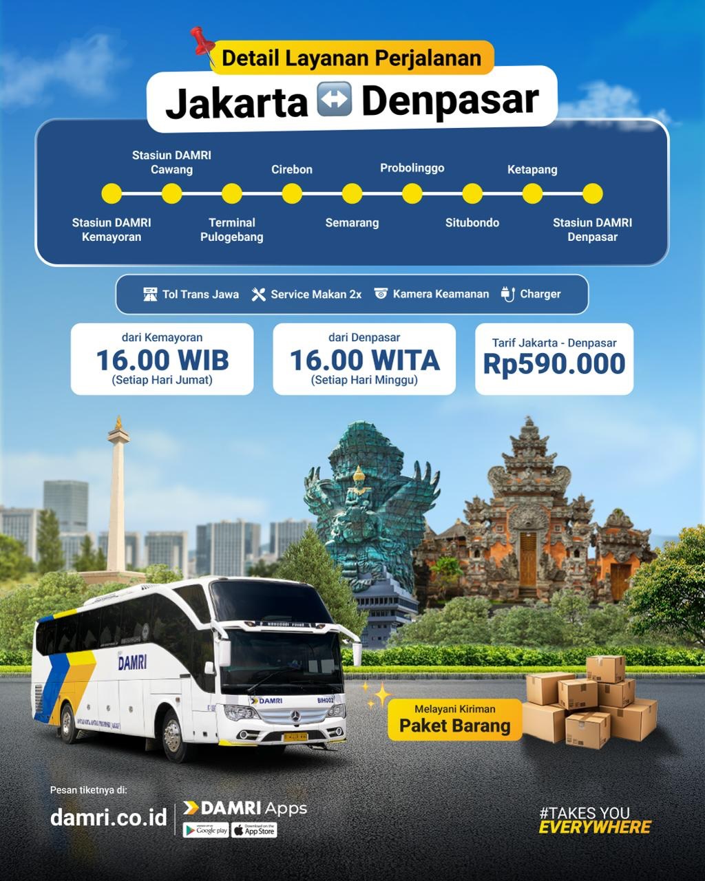 Rute dan Estimasi Perjalanan DAMRI Jakarta-Denpasar 2026, Lengkap Jadwal Operasional! | Sumber: Instagram: @damriindonesia