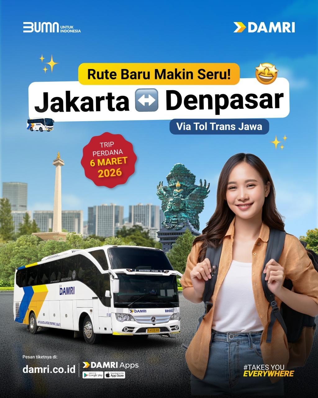 Jadwal Keberangkatan DAMRI Jakarta-Denpasar dan Harga Tiketnya | Sumber: Instagram @damriindonesia