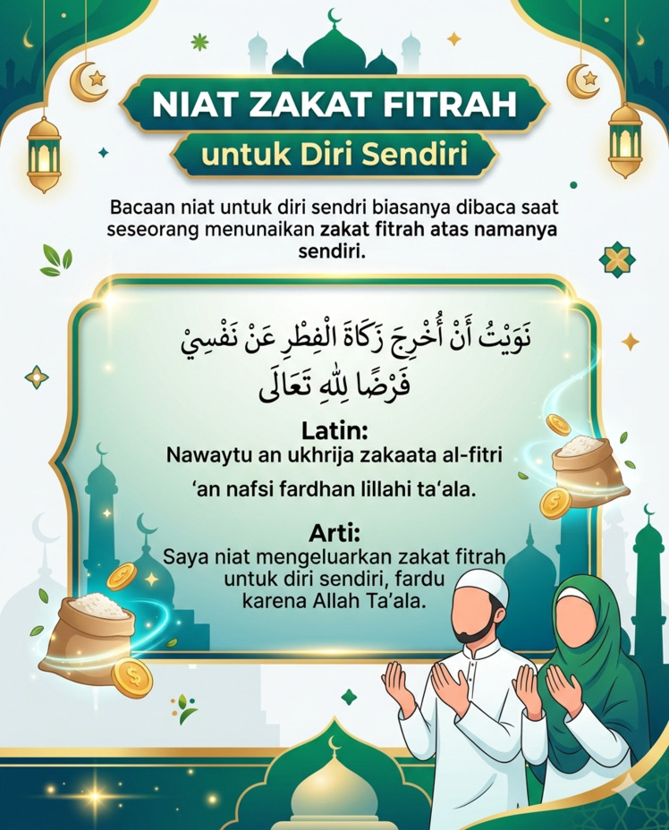bacaan niat zakat fitrah untuk diri sendiri