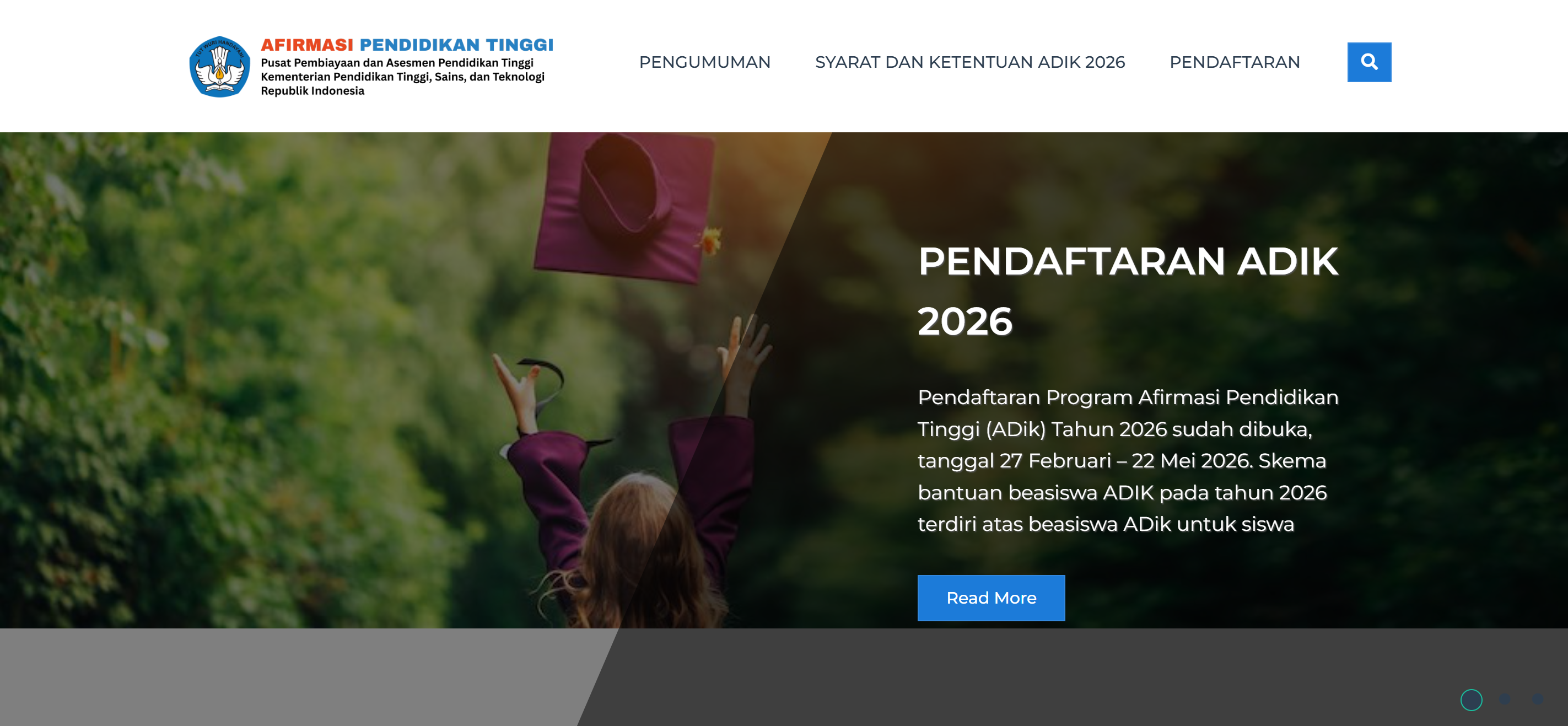 Tampilan Laman Website Pendaftaran Beasiswa ADik 2026 | Tangkapan Layar @Revaldy Latumeten