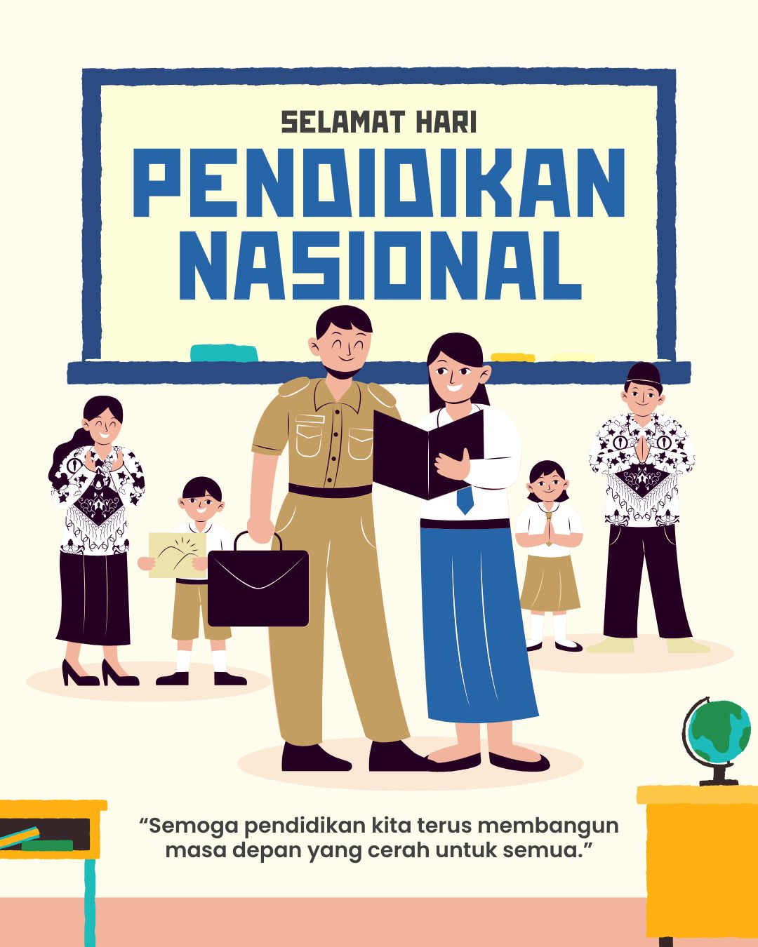 Gambar Ucapan Hari Pendidikan Kartun Terbaru, Lengkap Ide Caption Penuh Doa Baik!