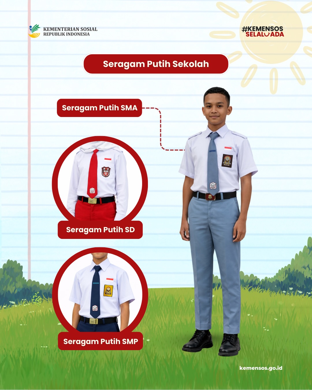 seragam sekolah rakyat putih sekolah