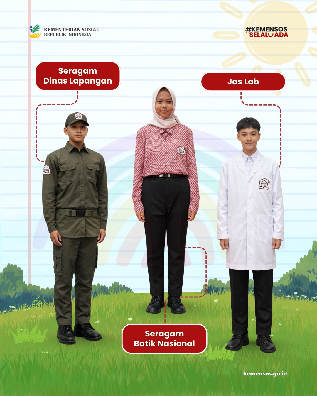 seragam sekolah rakyat untuk lab dan dinas lapangan