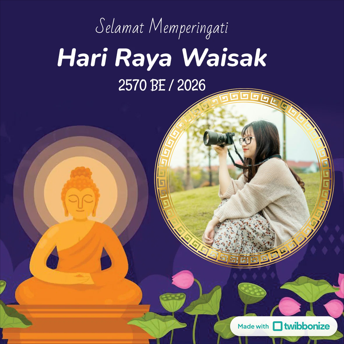 Twibbon Hari Raya Waisak 2026 Gratis dan Terbaru, Lengkap Ide Ucapan untuk Caption Media Sosial 31 Mei nanti!