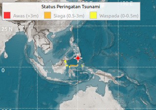 Peta Perkiraan Tinggi Muka Laut Maksimum | Sumber: Badan Meteorologi, Klimatologi, dan Geofisika