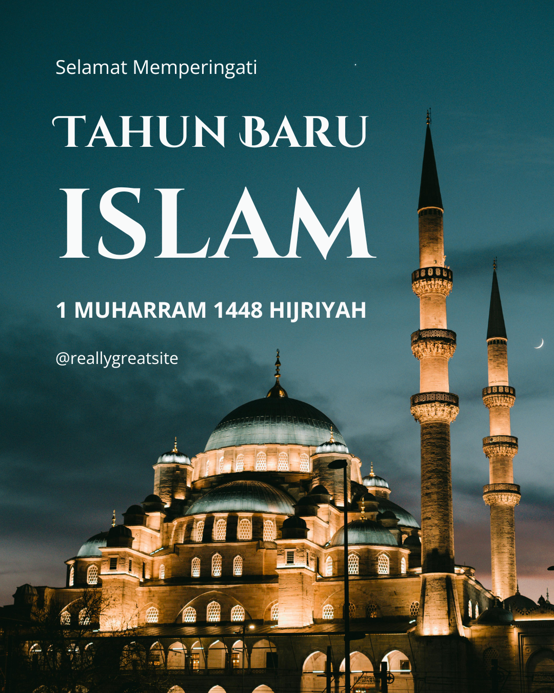 Biru dan Coklat Modern Tahun Baru Islam Instagram Post.png