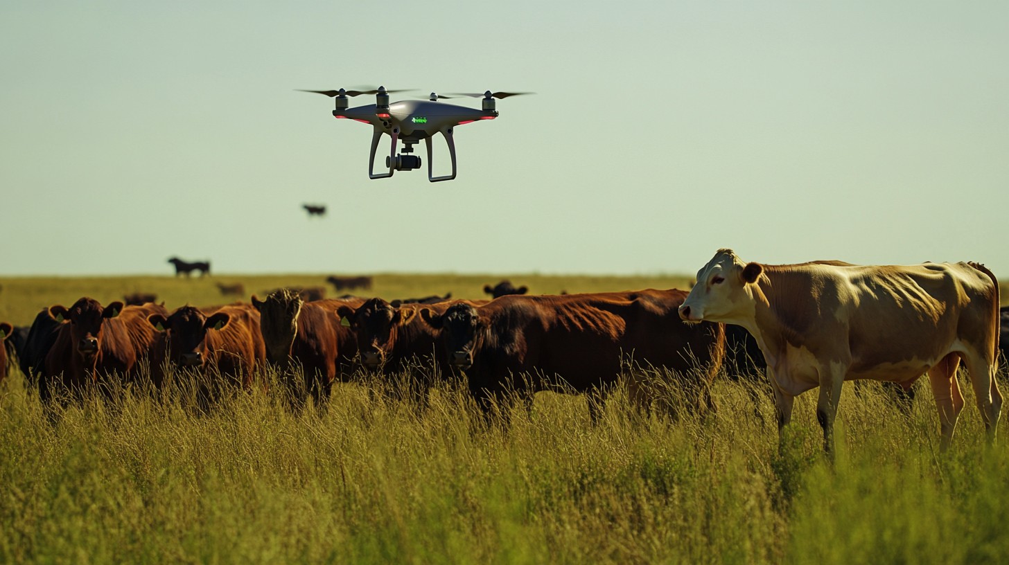 Ilustrasi pemantauan sapi menggunakan drone | Foto: stockcake.com