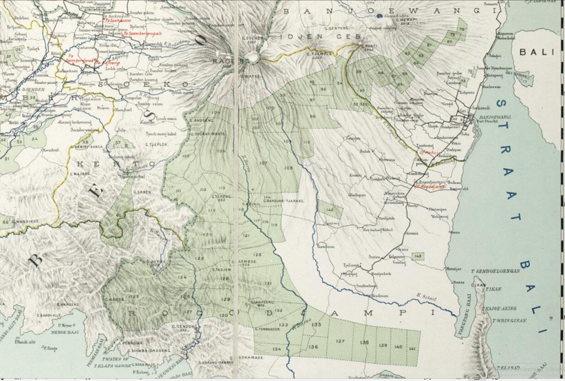 Kaart der Landbouw-Ondernemingen in Oost Java, 1892.