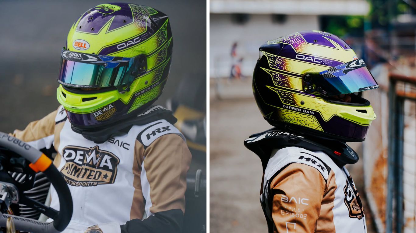 Darren Arthur Gani Pakai Motif Batik Mega Mendung di Helm Balapnya | Instagram @dag.strives