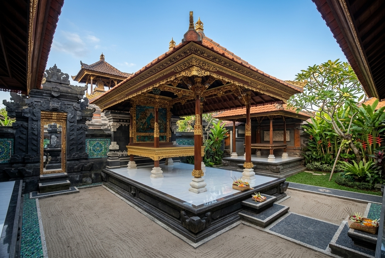 Ilustrasi Bale Dangin Rumah Bali | Sumber: Generated AI