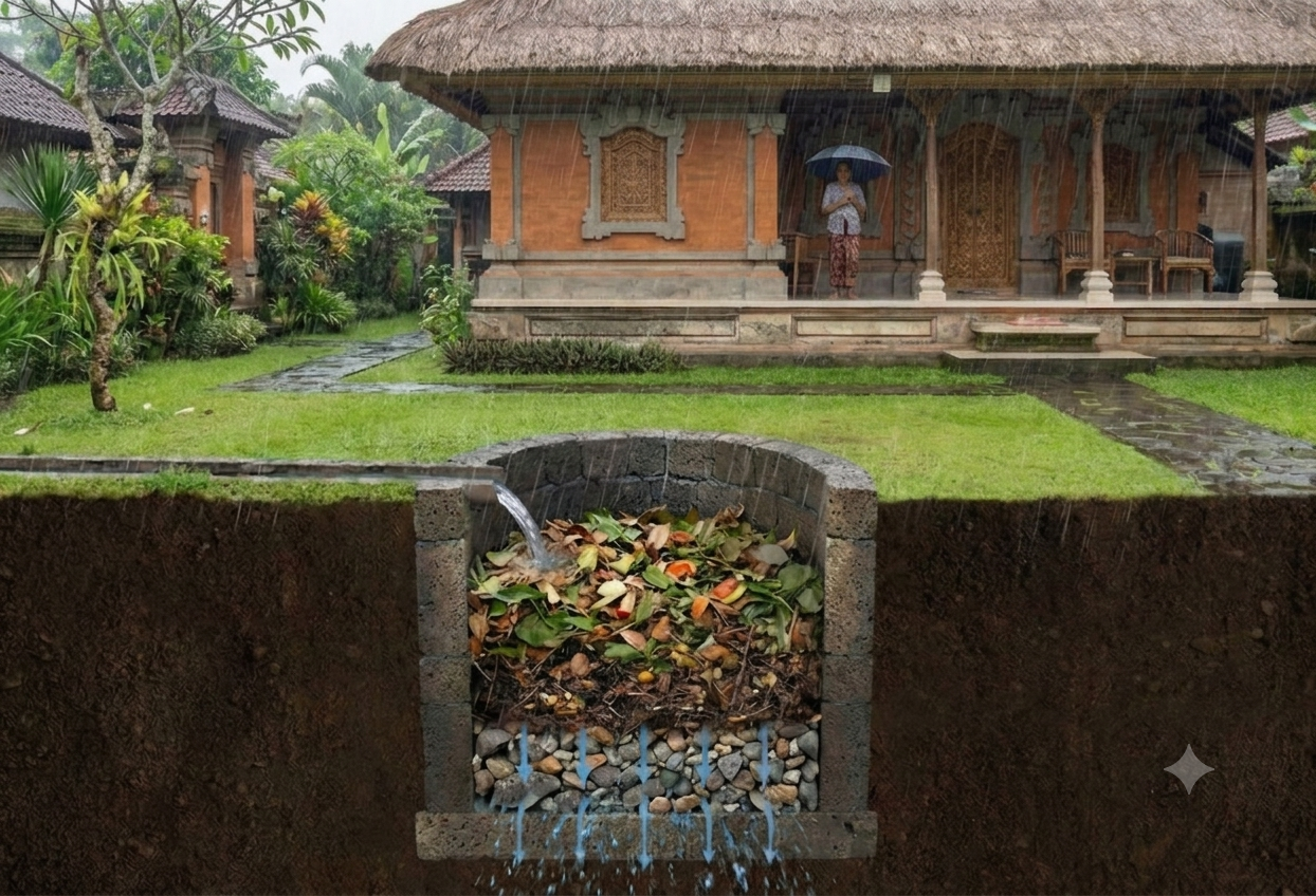 Ilustrasi Teba Rumah Bali | Sumber: Generated AI