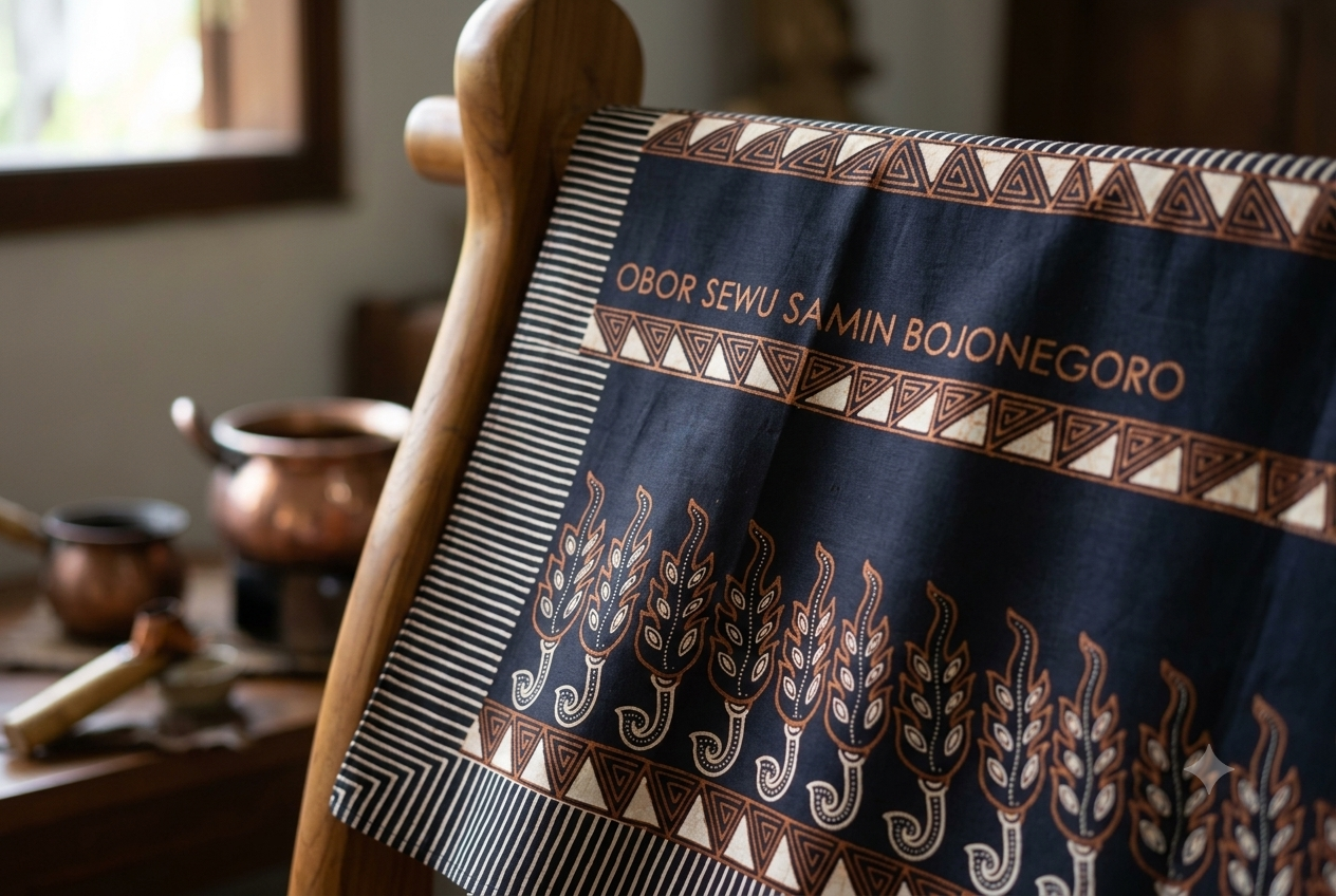 Ilustrasi Batik Bojonegoro Motif Obor Sewu | Sumber: Generated AI