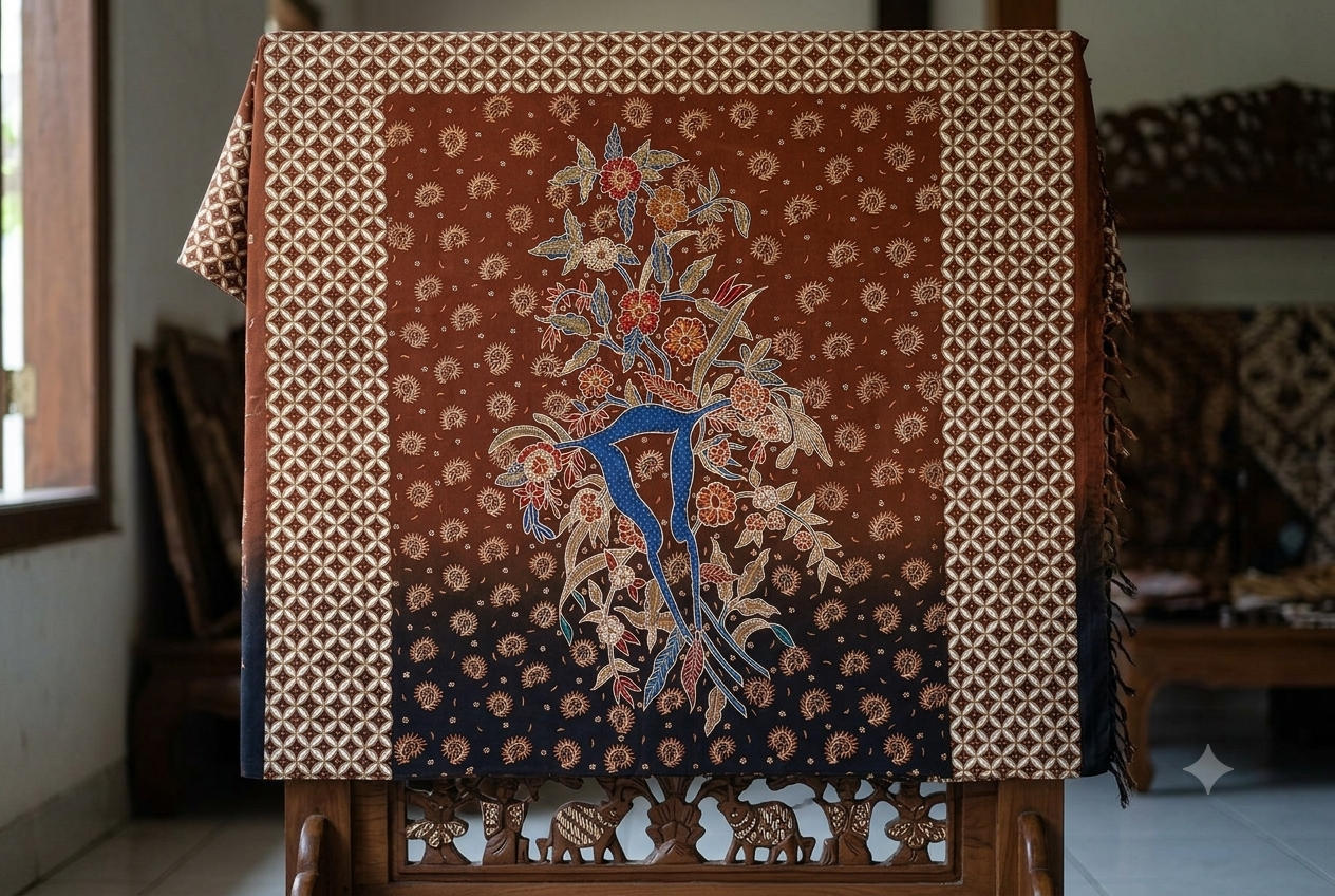 Ilustrasi Motif Batik Kangkung Setingkes Banyuwangi | Sumber: Generated AI