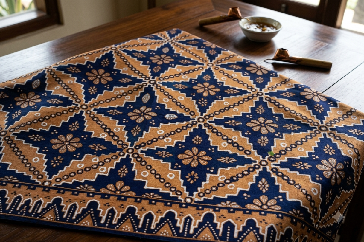 Ilustrasi Batik Banten Motif Mandalikan | Sumber: Generated AI