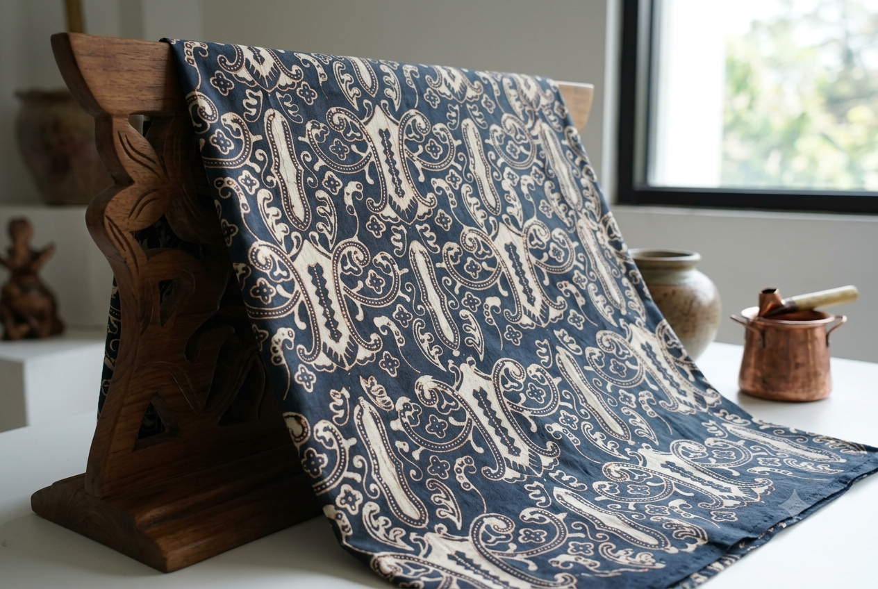 Ilustrasi Batik Bojonegoro Motif Gatra Rinonce | Sumber: Generated AI