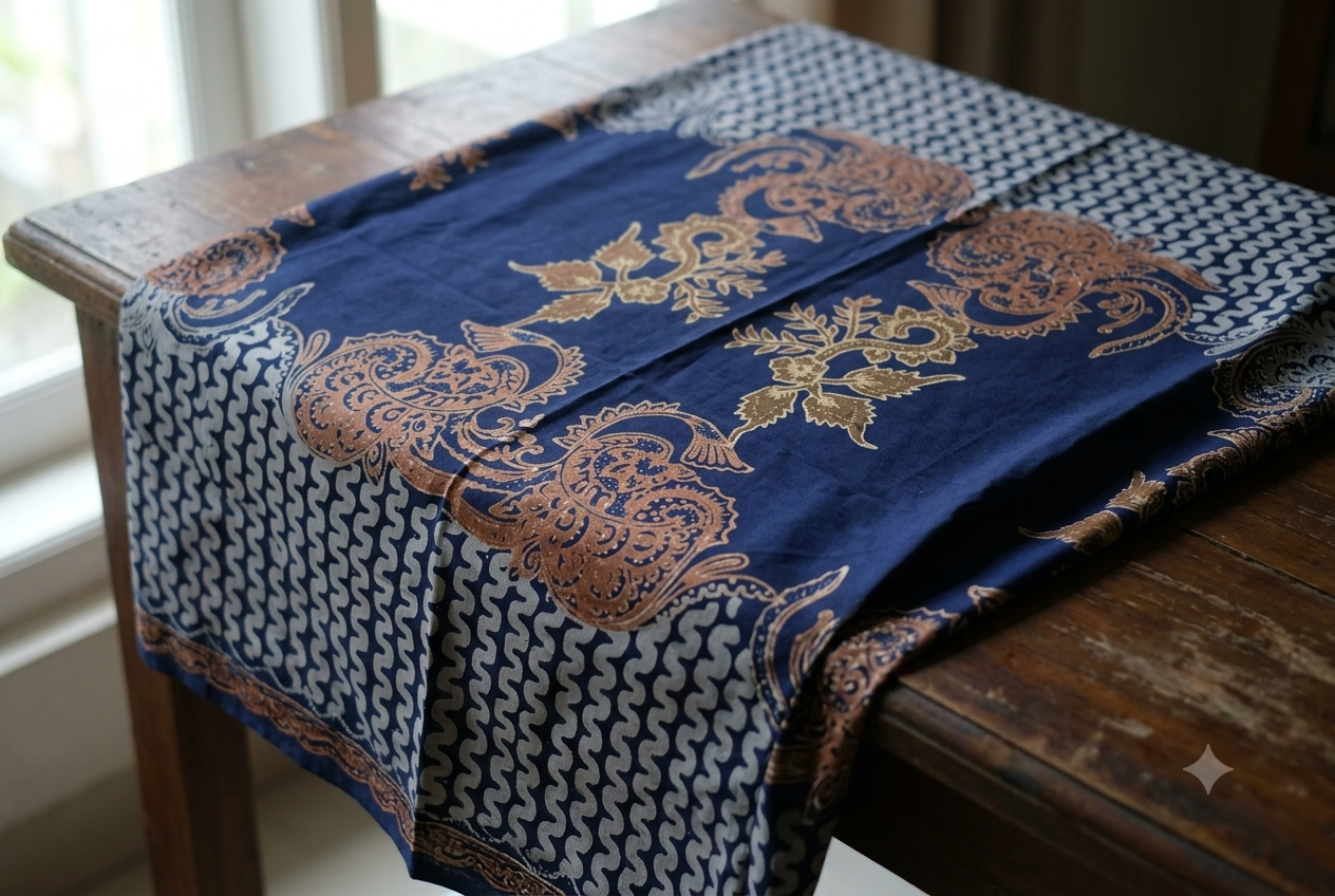 Ilustrasi Motif Batik Sembruk Cacing Banyuwangi | Sumber: Generated AI