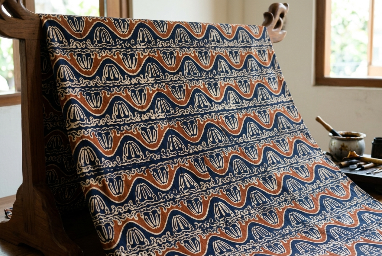 Ilustrasi Batik Bojonegoro Motif Kayangan Api | Sumber: Generated AI