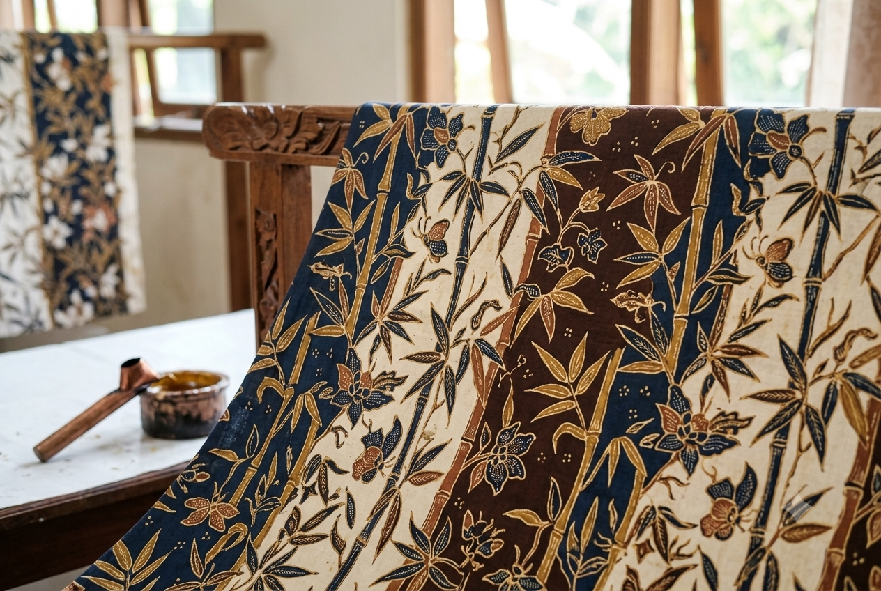 Ilustrasi Motif Batik Jajang Sebarong Banyuwangi | Sumber: Generated AI
