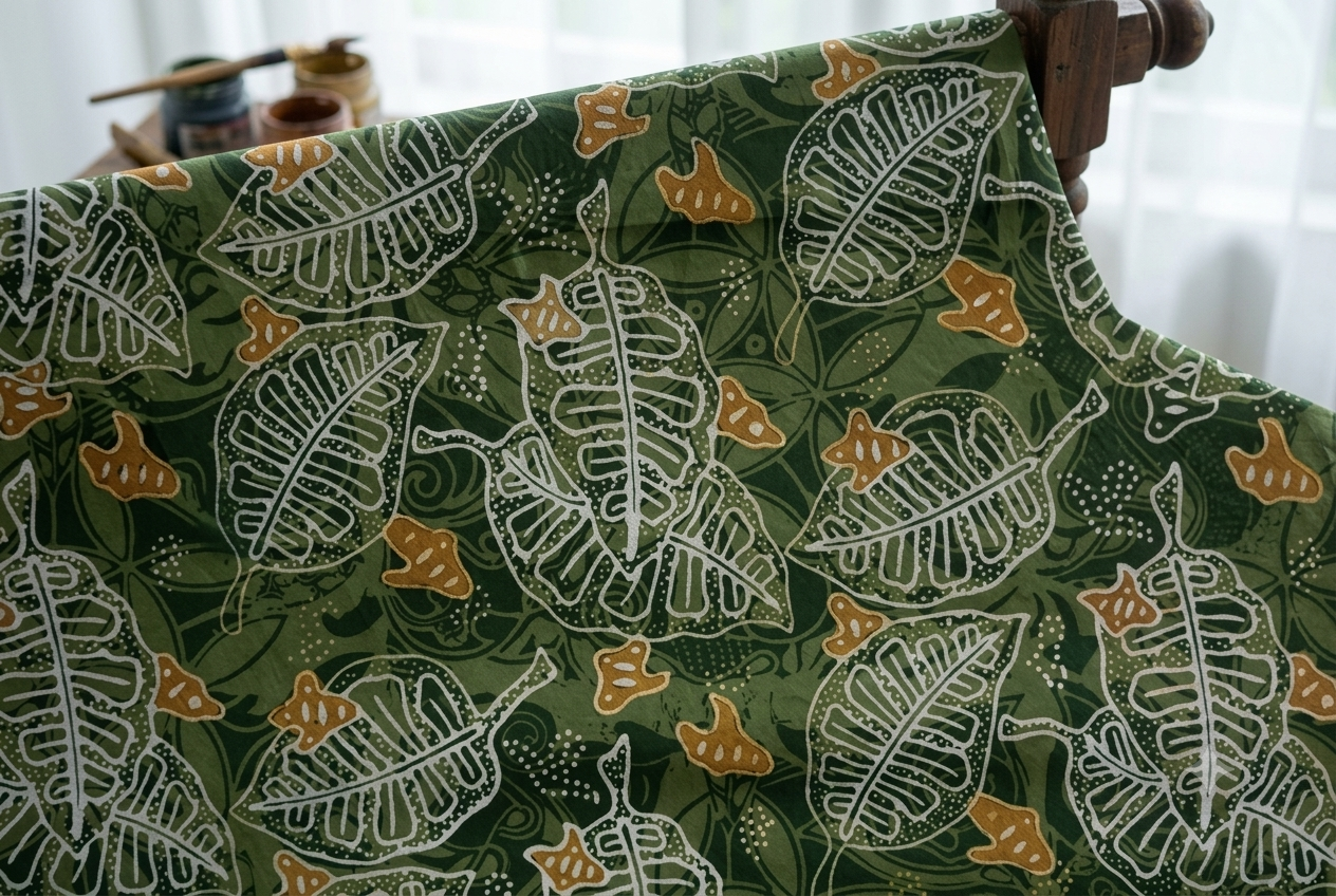 Ilustrasi Batik Bojonegoro Motif Sekar Jati | Sumber: Generated AI