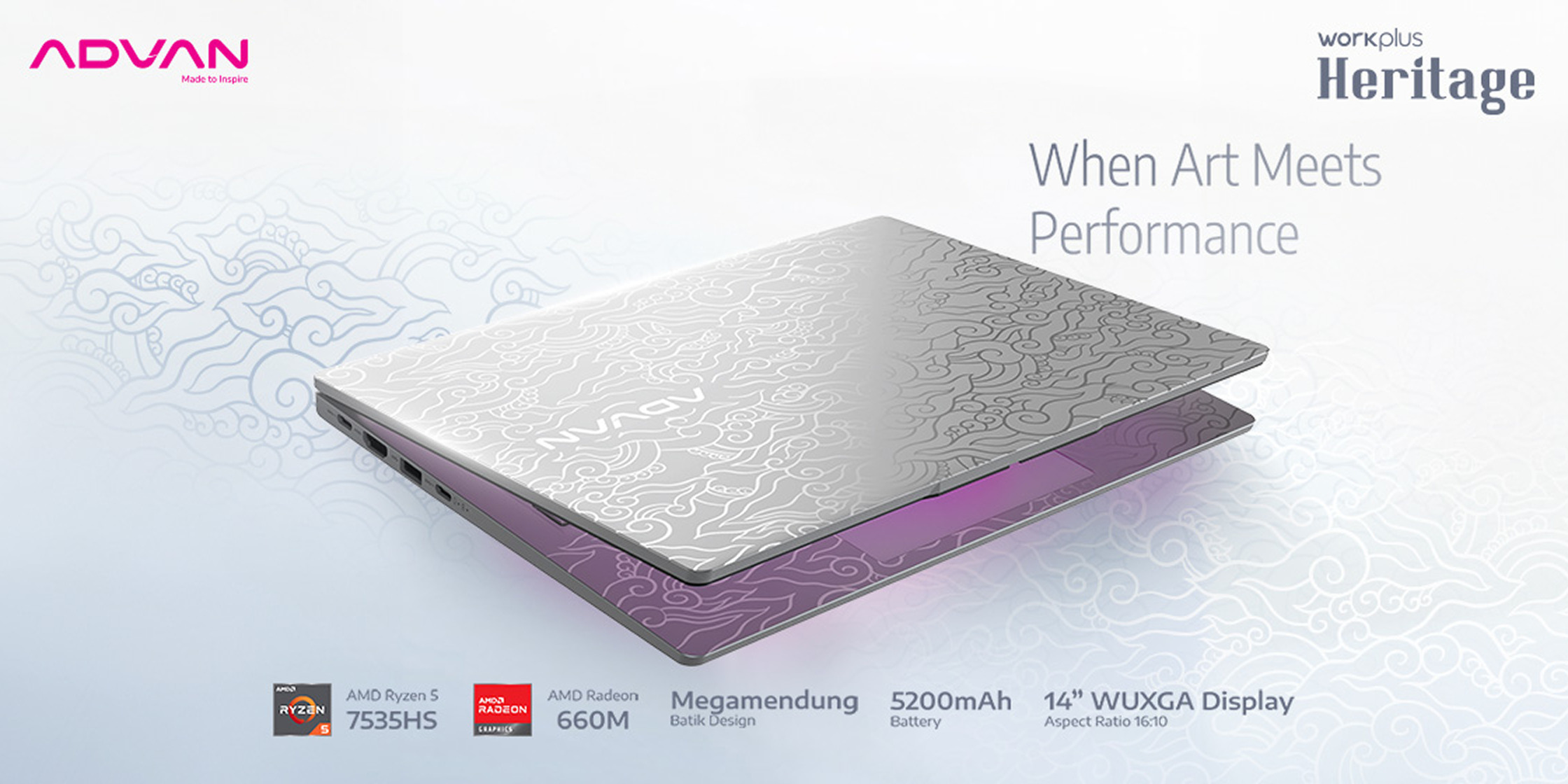 Gambar Batik Mega Mendung di Laptop Advan Workplus Heritage Batik Edition | Laman @Advan Digital