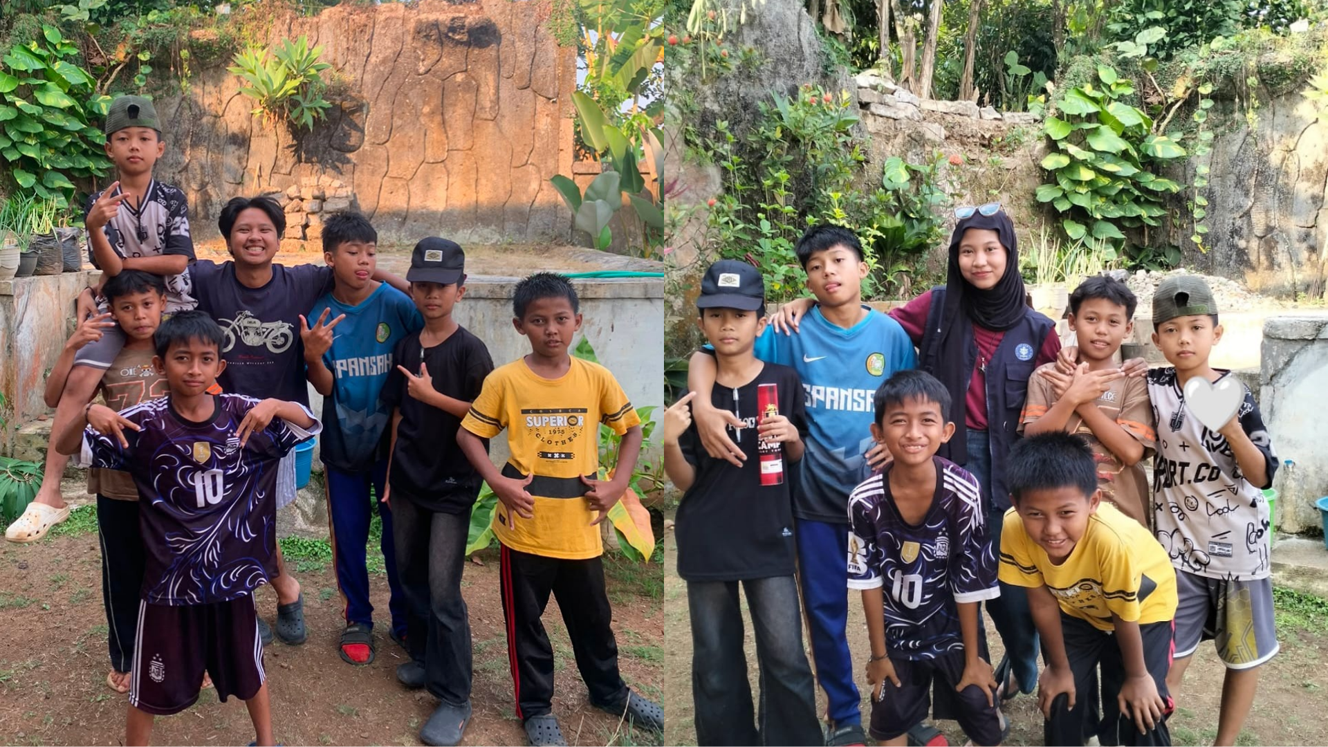 Dokumentasi kebersamaan mahasiswa KKNT IPB University bersama anak-anak Desa Bojongloa
