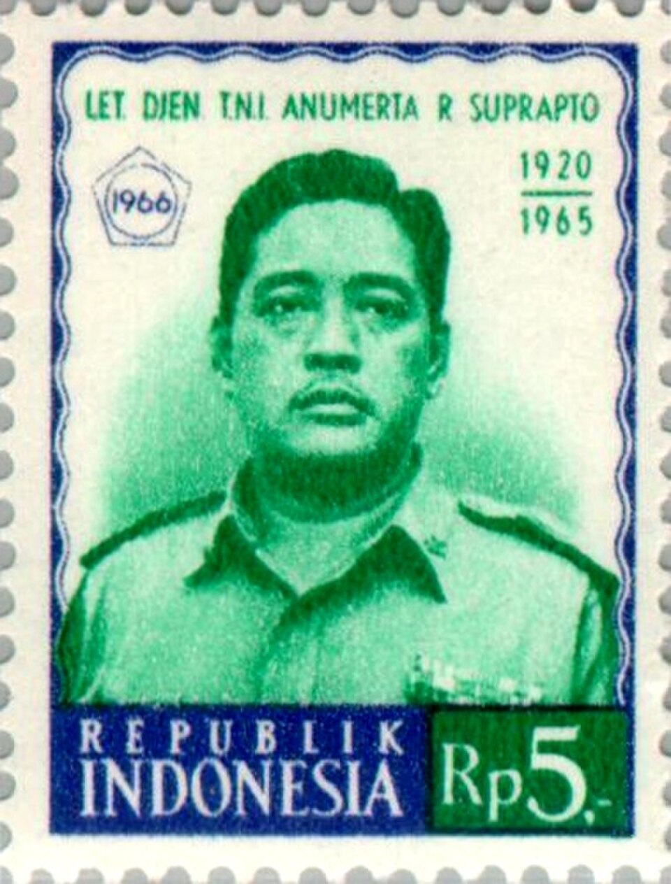 Prangko R. Soeprapto, Salah Satu Perwira TNI yang Gugur pada Peristiwa G30S/PKI | Wikimedia Commons Unknown Author