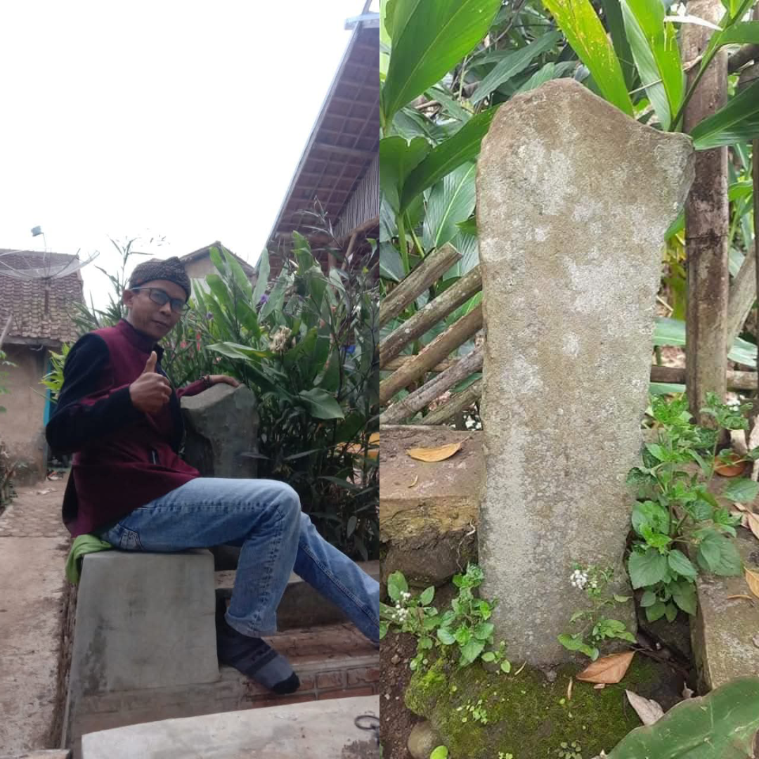 Abah Jajang Jaga Raksa (Kanan), Batu Satangtung di Ciela kawasan Gunung Cikuray/Foto : Abah Jajang Jaga Raksa