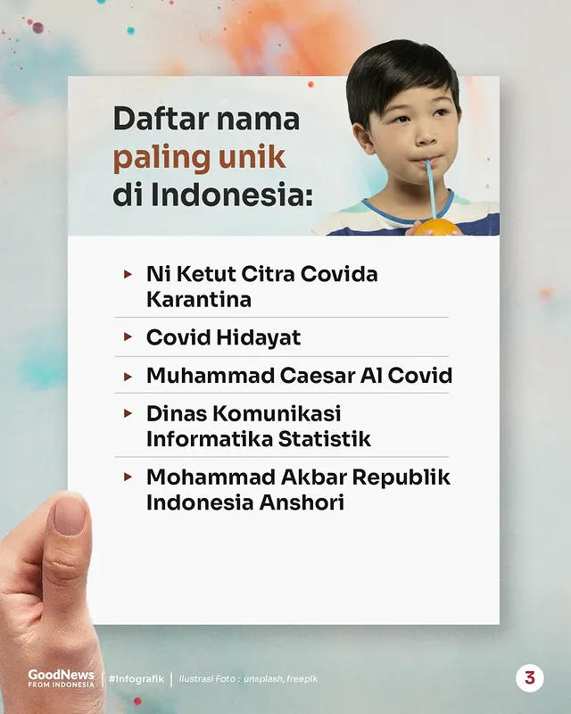 Daftar Nama Orang Terunik di Indonesia: Dari "Dinas Komunikasi" hingga "Covid"
