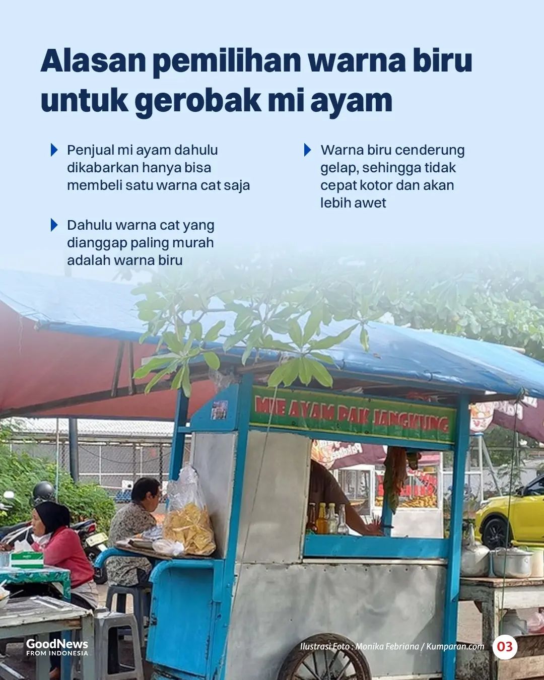 Fakta Unik Gerobak Mie Ayam, Ternyata Beda Warna Beda Arti
