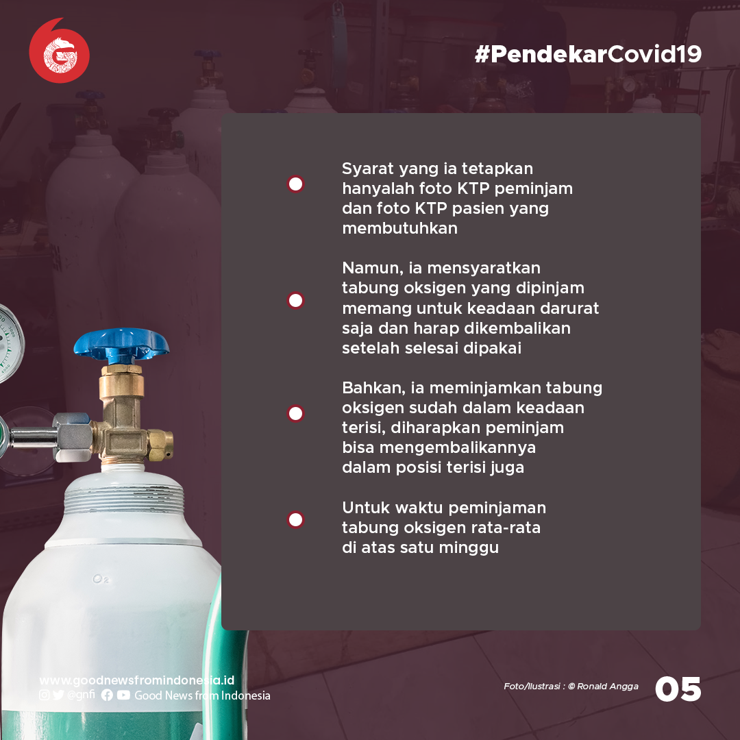 Inisiatif Ronald Angga, Gratis Pinjamkan Tabung Oksigen untuk Korban Covid-19