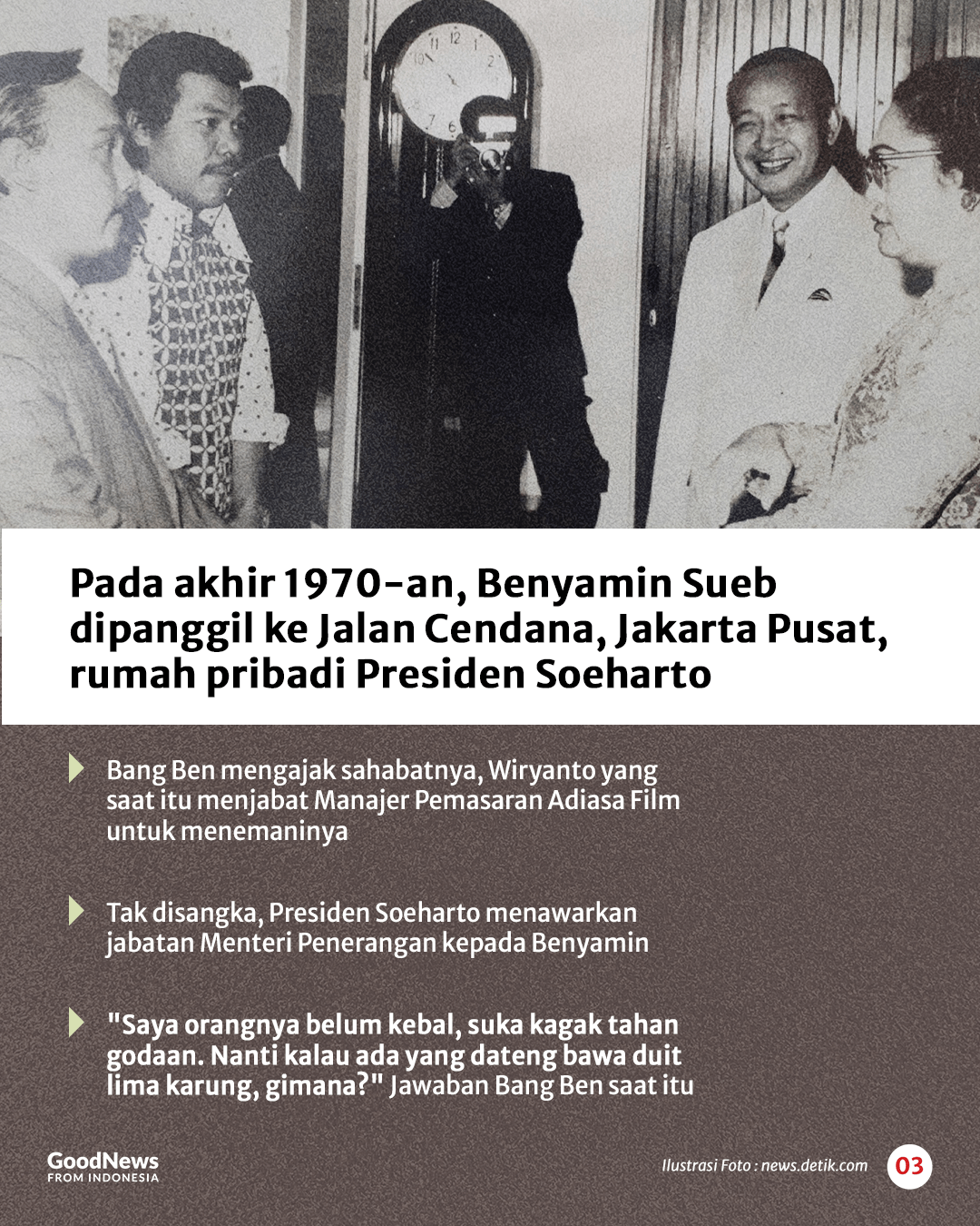 Ketika Benyamin Sueb Tolak Jabatan Menteri Penerangan pada Masa Soeharto