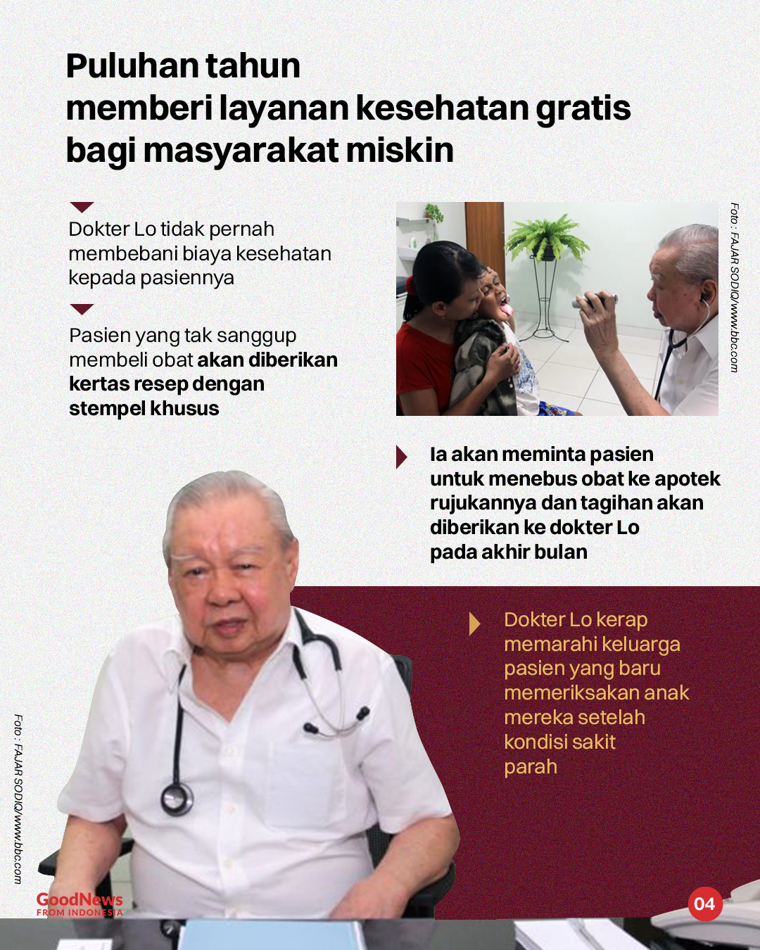 Kisah Dokter Lo, Dokter Dermawan yang Puluhan Tahun Gratiskan Biaya Berobat Warga Miskin